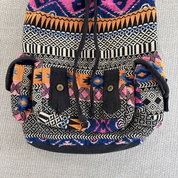 Colorful Southwestern Baja Backpack Beach Purse Hippie Boho Serape Medium Bag - Picture 4 of 9